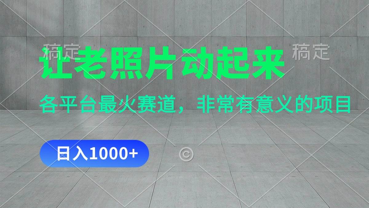 让老照片动起来，一天变现1000+，各平台最火赛道，看完就会-学途在线