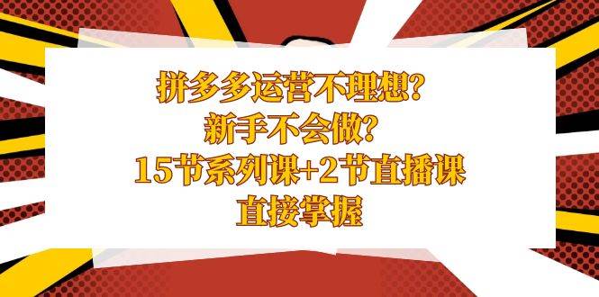拼多多运营不理想？新手不会做？15节系列课+2节直播课，直接掌握-学途在线