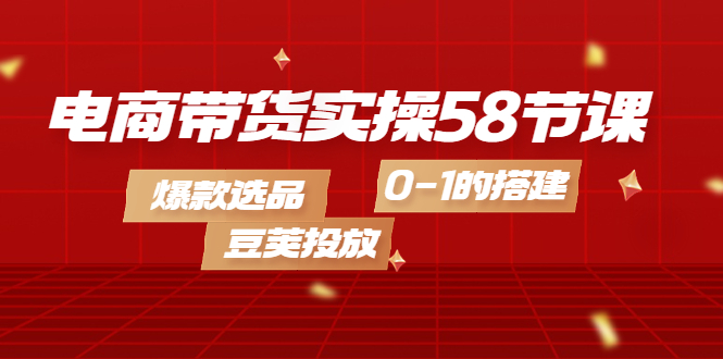 电商带货实操58节课，爆款选品，豆荚投放，0-1的搭建-学途在线