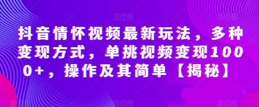 抖音情怀视频最新玩法，多种变现方式，单挑视频变现1000+，操作及其简单【揭秘】-学途在线