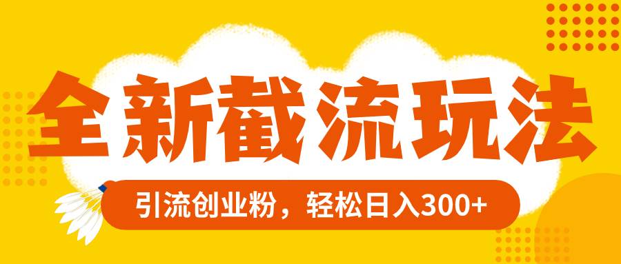 全新截流玩法，精准引流创业粉，轻松日入300+-学途在线