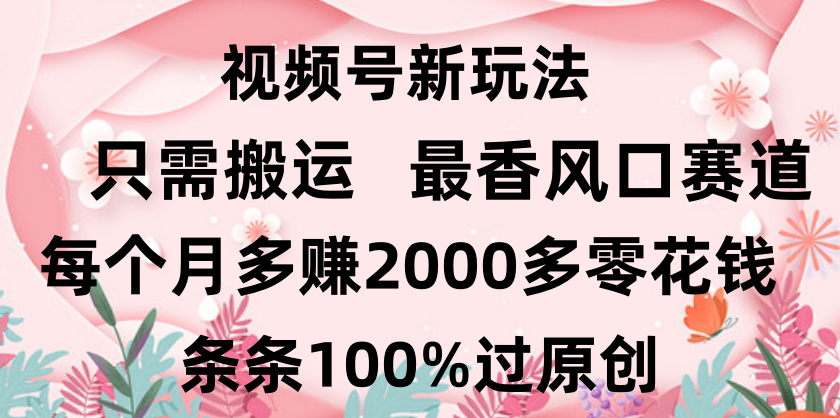 日入2000+，条条100%过原创，视频号最香风口赛道，小白轻松上手-学途在线