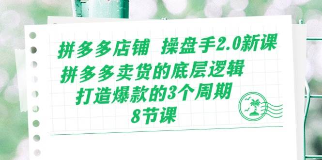 拼多多店铺 操盘手2.0新课，拼多多卖货的底层逻辑，打造爆款的3个周期-8节-学途在线