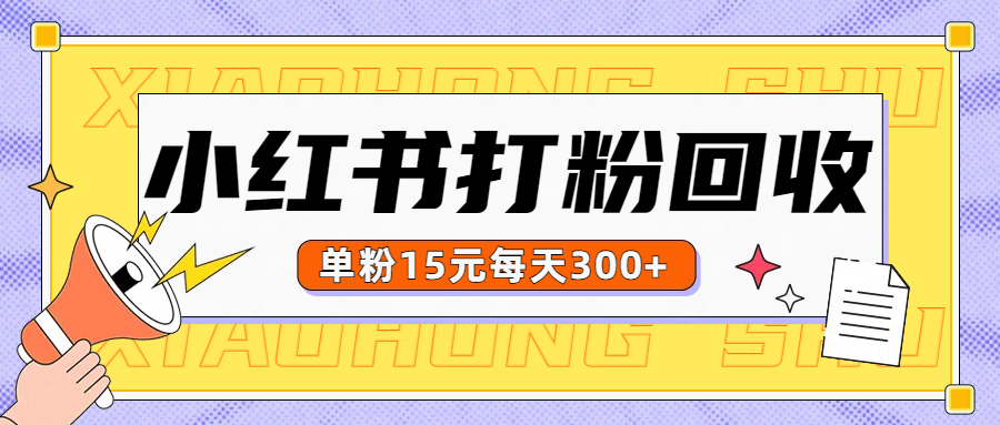小红书打粉，单粉15元回收每天300+-学途在线