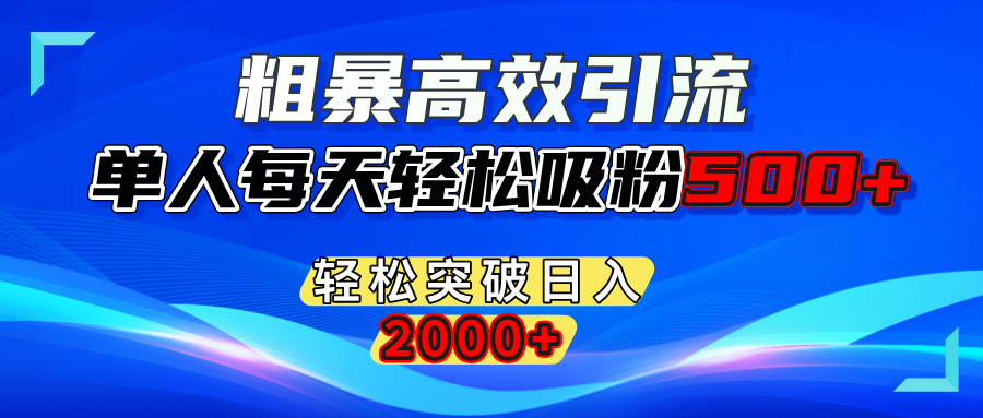 粗暴高效引流,单人每天轻松吸粉500+,轻松突破日入2000+-学途在线