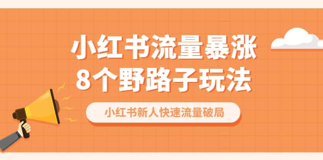 小红书流量-暴涨8个野路子玩法：小红书新人快速流量破局（8节课）-学途在线