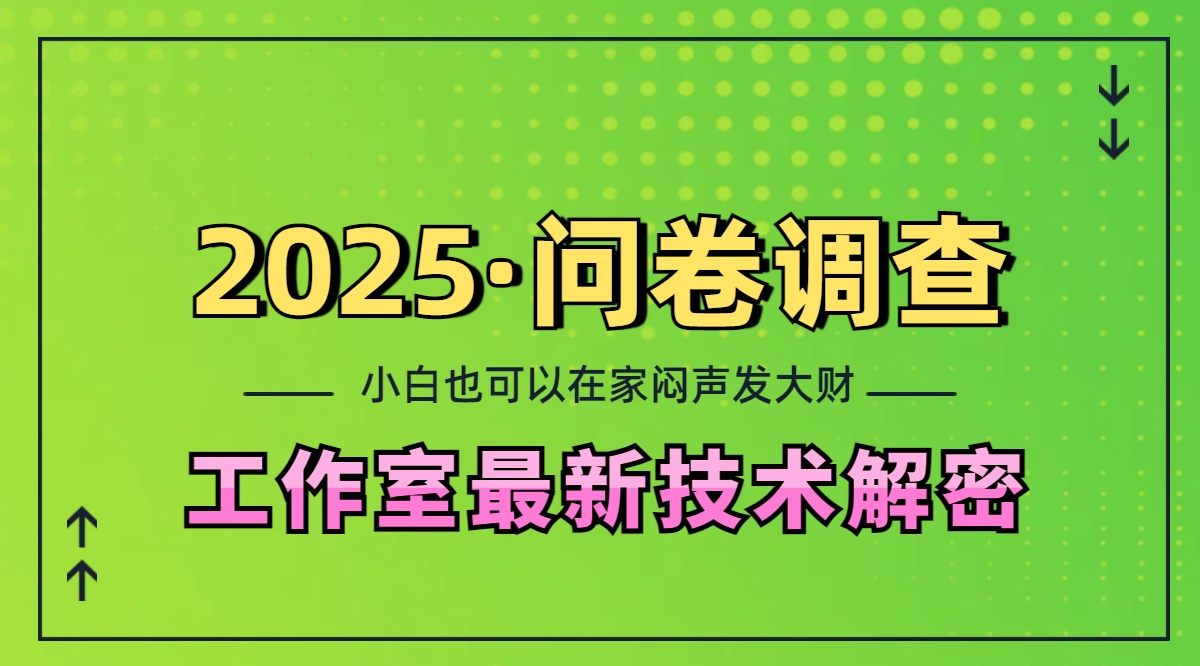 2025《问卷调查》最新工作室技术解密：一个人在家也可以闷声发大财，小白一天200+，可矩阵放大-学途在线