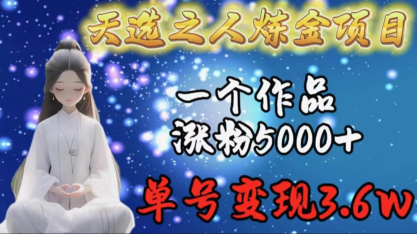 天选之人炼金项目，一个作品涨粉5000+，单号变现3.6w-学途在线