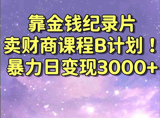 靠金钱纪录片卖财商课程B计划！暴力日变现3000+，喂饭式干货教程！-学途在线