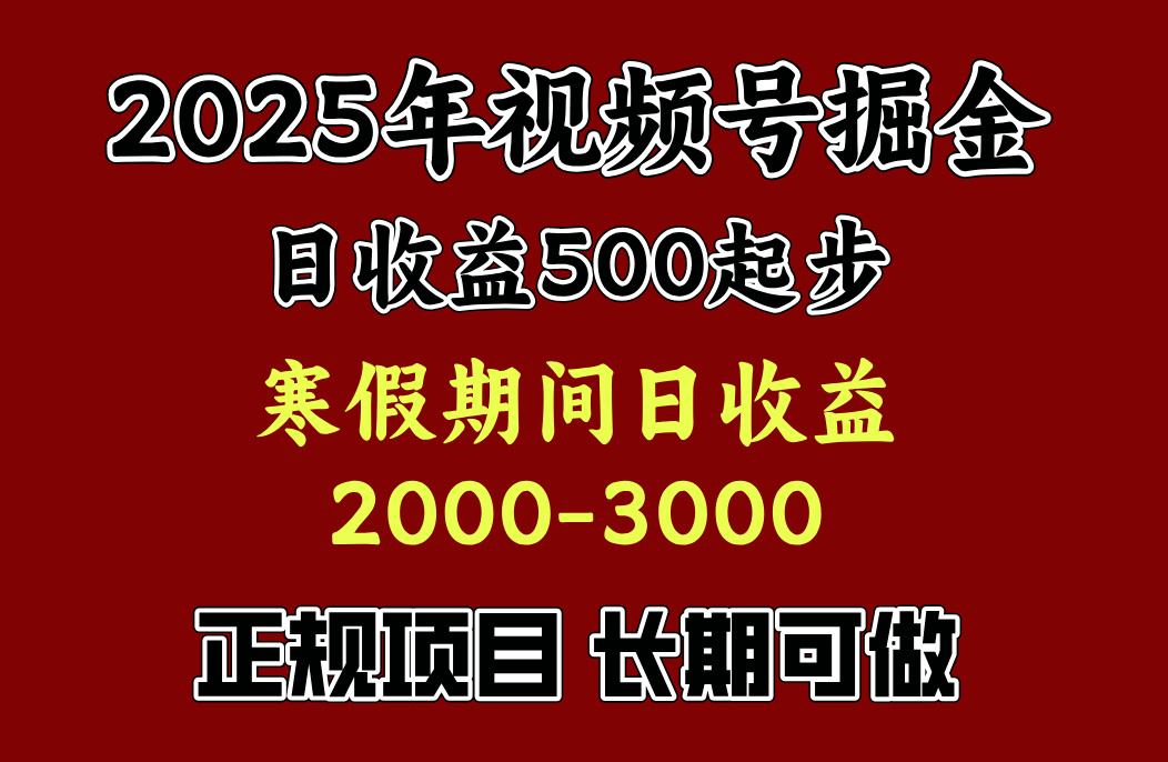 最新视频号项目，单账号日收益500起步，寒假期间日收益2000-3000左右，-学途在线