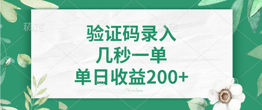 验证码录入，几秒一单，单日收益200+-学途在线