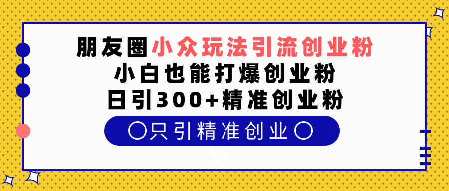 朋友圈小众玩法引流创业粉，小白也能打爆创业粉，日引300+精准创业粉-学途在线