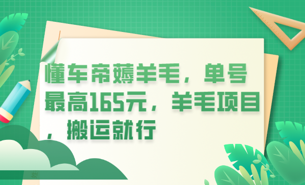 懂车帝薅羊毛，单号最高165元，羊毛项目，搬运就行-学途在线