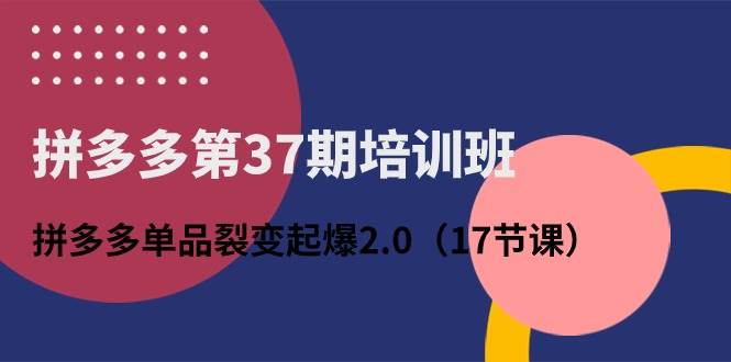 拼多多第37期培训班：拼多多单品裂变起爆2.0（17节课）-学途在线