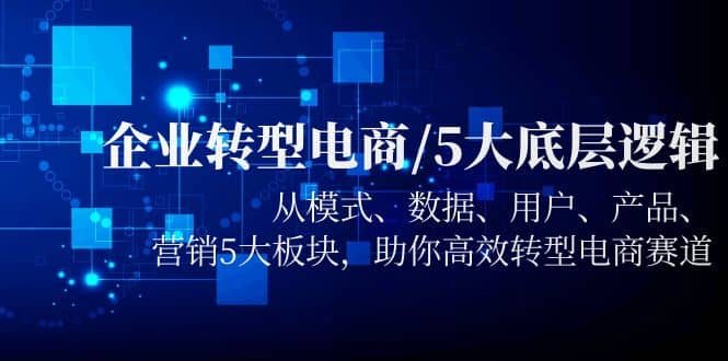 企业转型电商/5大底层逻辑，从模式 数据 用户 产品 营销5大板块，高效转型-学途在线