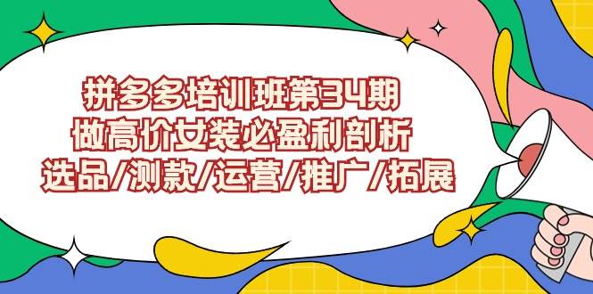 拼多多培训班第34期：做高价女装必盈利剖析  选品/测款/运营/推广/拓展-学途在线