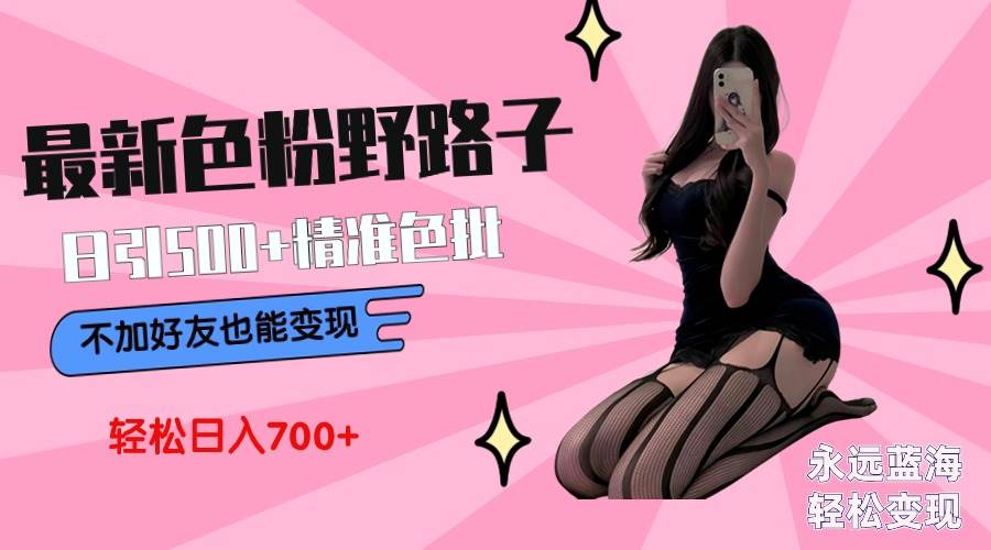 最新色粉变现野路子，日引500+老色批 可不加好友直接变现 小白轻松日入700+-学途在线