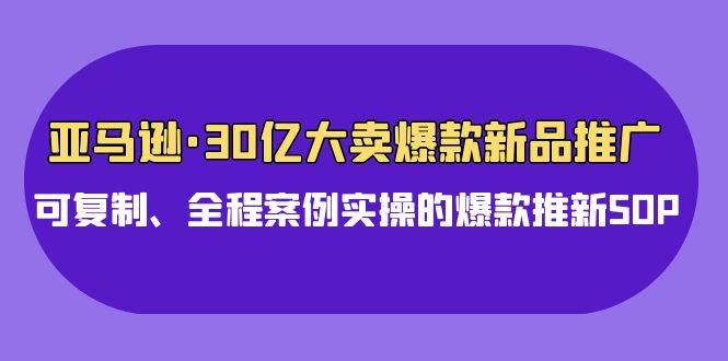 亚马逊30亿·大卖爆款新品推广，可复制、全程案例实操的爆款推新SOP-学途在线