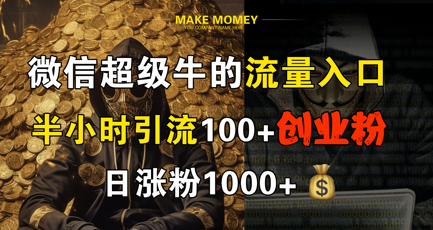 微信超级牛的流量入口，半小时引流100+创业粉，日涨粉1000+-学途在线