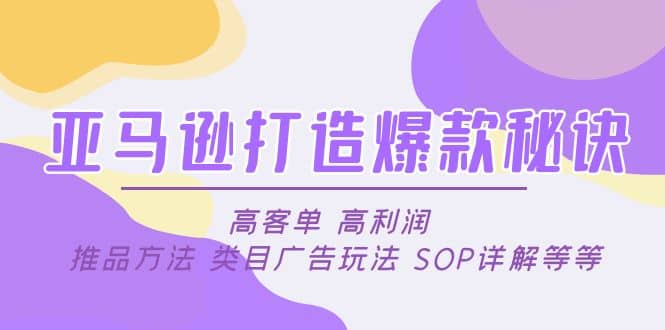 亚马逊打造爆款秘诀：高客单 高利润 推品方法 类目广告玩法 SOP详解等等-学途在线