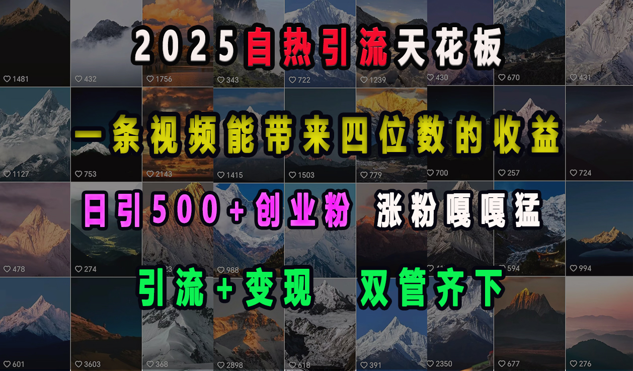 2025自热引流天花板，一条视频能带来四位数的收益，引流+变现双管齐下，日引500+创业粉，涨粉嘎嘎猛-学途在线