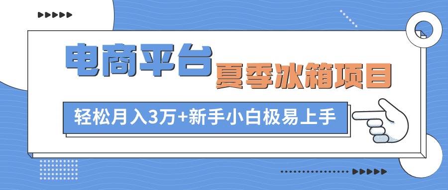 电商平台夏季冰箱项目，轻松月入3万+，新手小白极易上手-学途在线
