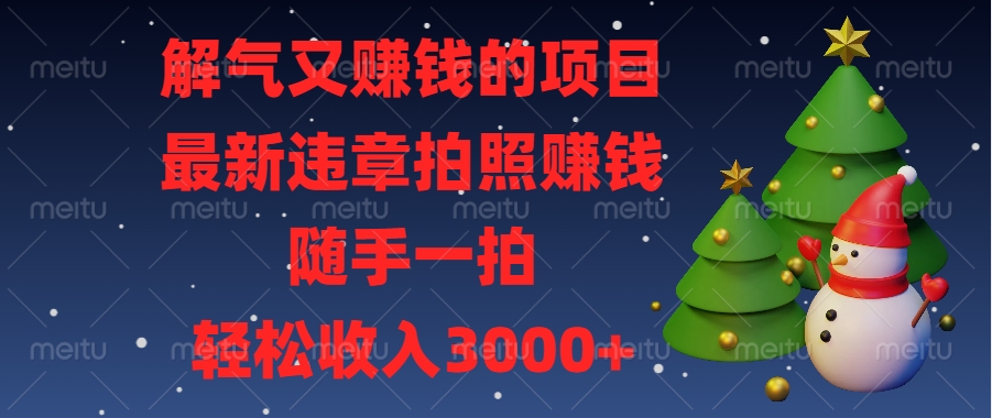 最新违章拍照赚钱，随手一拍，解气又赚钱的项目，轻松收入3000+-学途在线