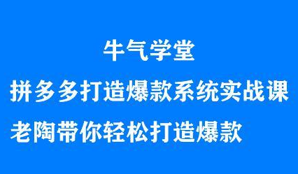 牛气学堂拼多多打造爆款系统实战课，老陶带你轻松打造爆款-学途在线
