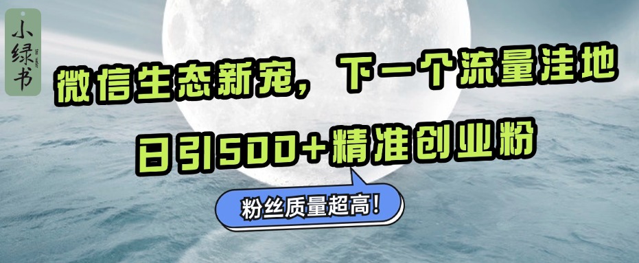 微信生态新宠小绿书：下一个流量洼地，粉丝质量超高，日引500+精准创业粉，-学途在线