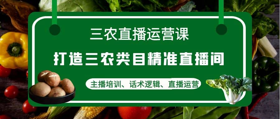 三农直播运营课：打造三农类目精准直播间，主播培训、话术逻辑、直播运营-学途在线