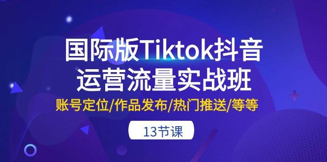 国际版Tiktok抖音运营流量实战班：账号定位/作品发布/热门推送/等等-13节-学途在线