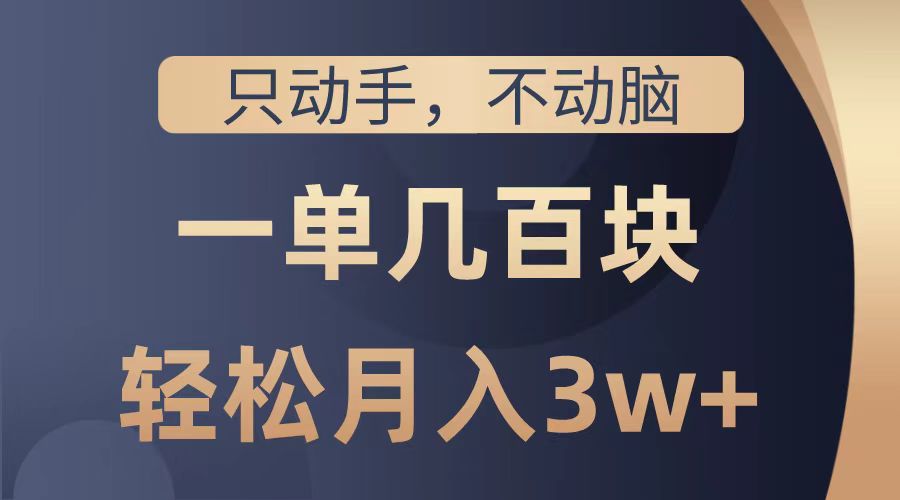 只动手不动脑，一单几百块，轻松月入2w+，看完就能直接操作，详细教程-学途在线