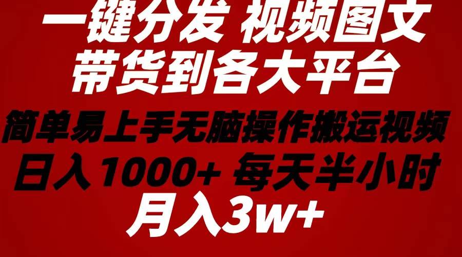 2024年 一键分发带货图文视频  简单易上手 无脑赚收益 每天半小时日入1…-学途在线