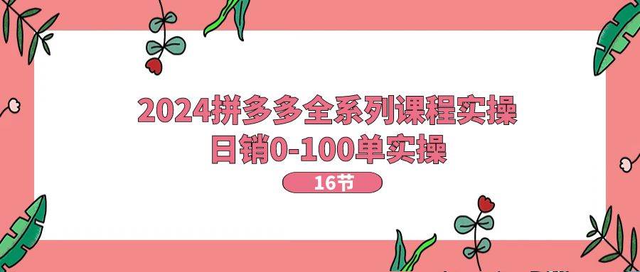 2024拼多多全系列课程实操，日销0-100单实操【16节课】-学途在线
