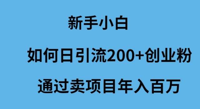 新手小白如何日引流200+创业粉通过卖项目年入百万-学途在线
