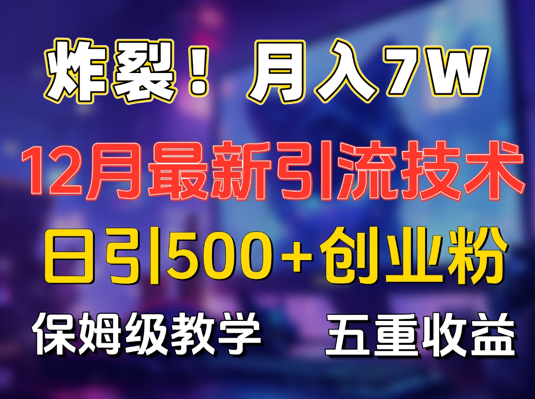 炸裂！月入7W+揭秘12月最新日引流500+精准创业粉，多重收益保姆级教学-学途在线