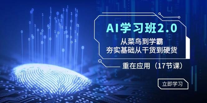 AI学习班2.0：从菜鸟到学霸，夯实基础从干货到硬货，重在应用（17节课）-学途在线