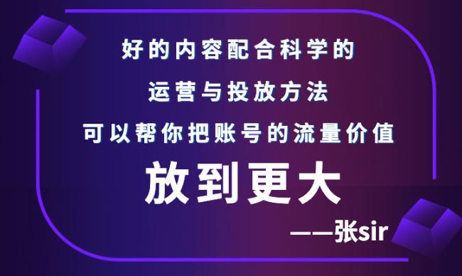 张sir账号流量增长课，告别海王流量，让你的流量更精准-学途在线