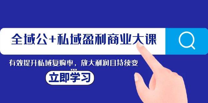全域公+私域盈利商业大课，有效提升私域复购率，放大利润且持续变现-学途在线