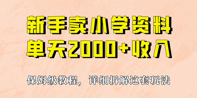 我如何通过卖小学资料，实现单天2000+，实操项目，保姆级教程+资料+工具-学途在线