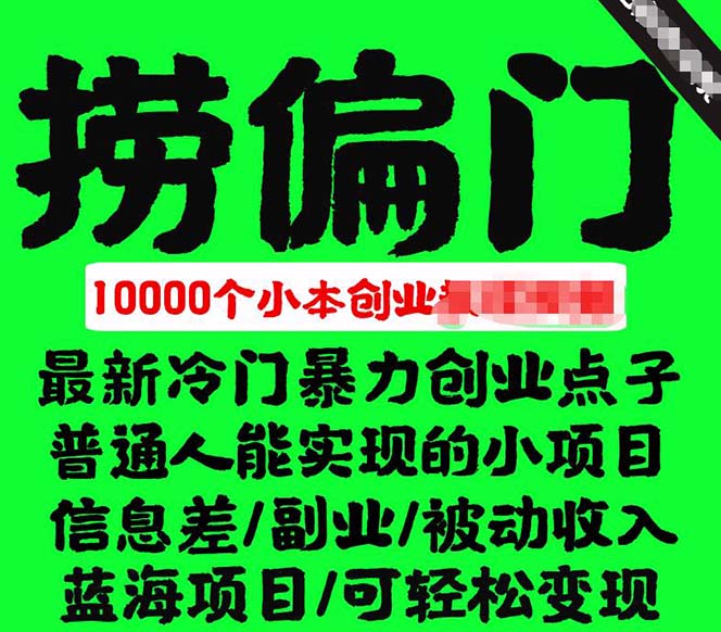 千款捞偏门小本创业小项目，总有一款适合你【无水印】-学途在线