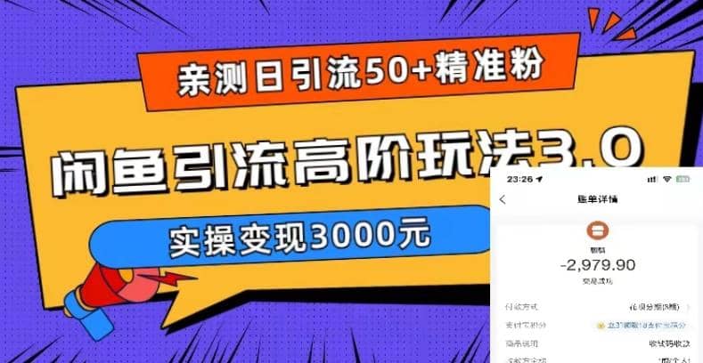 图片[1]-实测日引50 精准粉，闲鱼引流高阶玩法3.0，实操变现3000元-xx网创