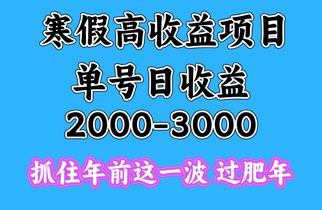 寒假期间一天收益2000-3000+，抓住年前这一波-学途在线