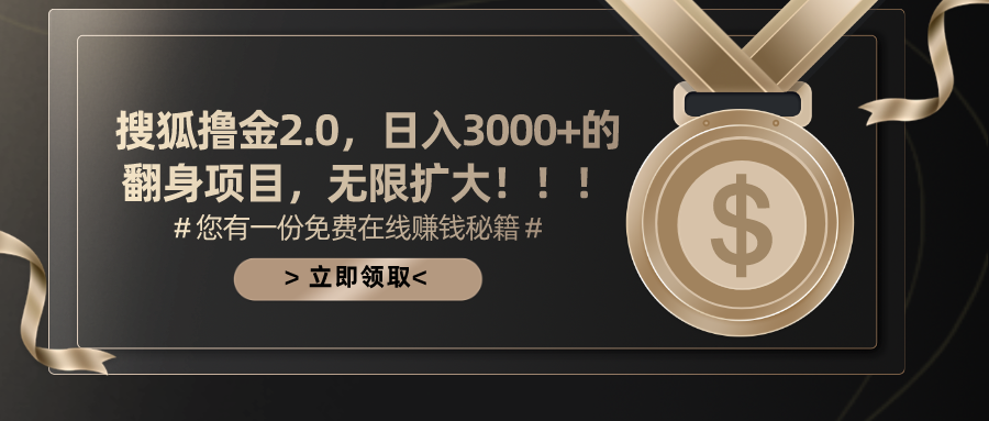 搜狐撸金2.0，日入3000+，可无限扩大的翻身项目。-学途在线