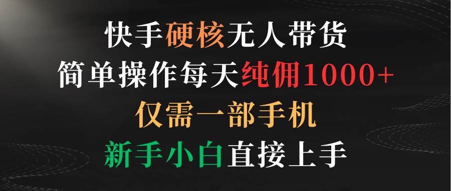 快手硬核无人带货，简单操作每天纯佣1000+,仅需一部手机，新手小白直接上手-学途在线