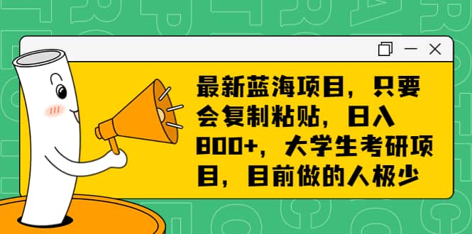 最新蓝海项目，只要会复制粘贴，日入800+，大学生考研项目，目前做的人极少-学途在线