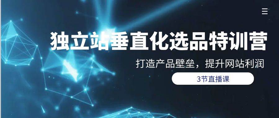 独立站-垂直化选品训练营，打造产品壁垒，提升网站利润（3节直播课）-学途在线