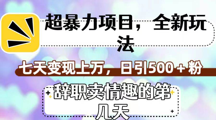 超暴利项目，全新玩法（辞职卖情趣的第几天），七天变现上万，日引500+粉-学途在线