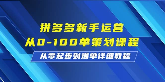 拼多多新手运营从0-100单策划课程，从零起步到爆单详细教程-学途在线