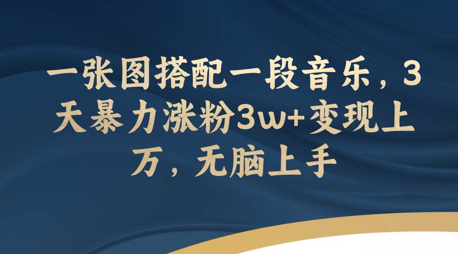 一张图搭配一段音乐，3天暴力涨粉3w+变现上万，无脑上手-学途在线
